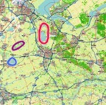 Overzicht van het gebied, begrensd door Amsterdam, Harderwijk, Oss en Rotterdam